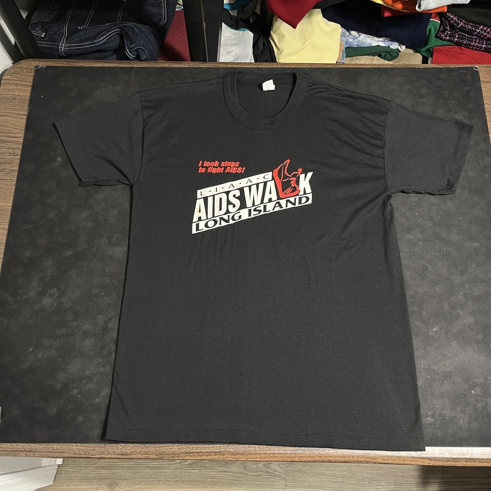 Vintage AIDS Walk Long Island Shirt Mens XL Black Gay Pride Long Island NYC 90s